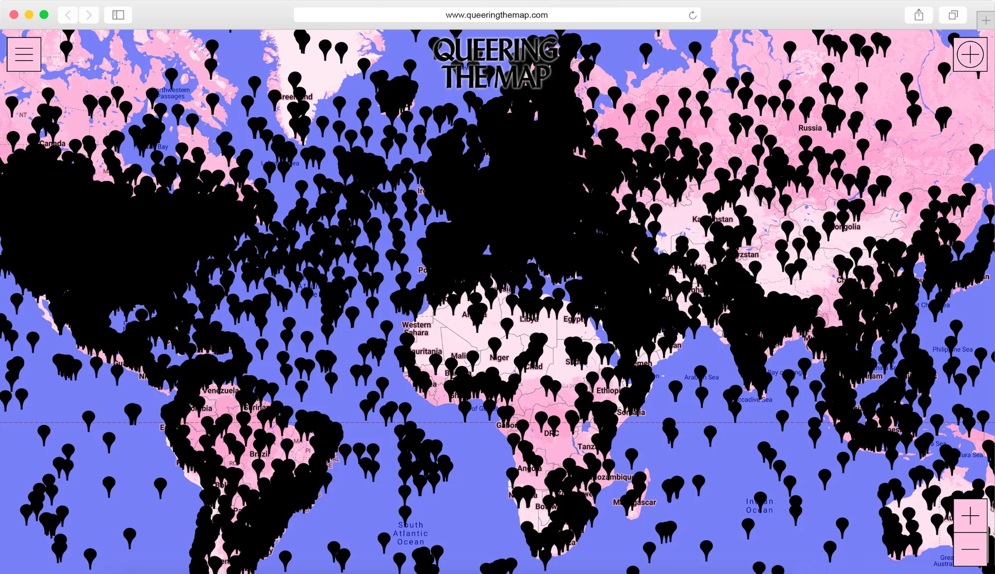 Queering the Map interface with clustered map pins